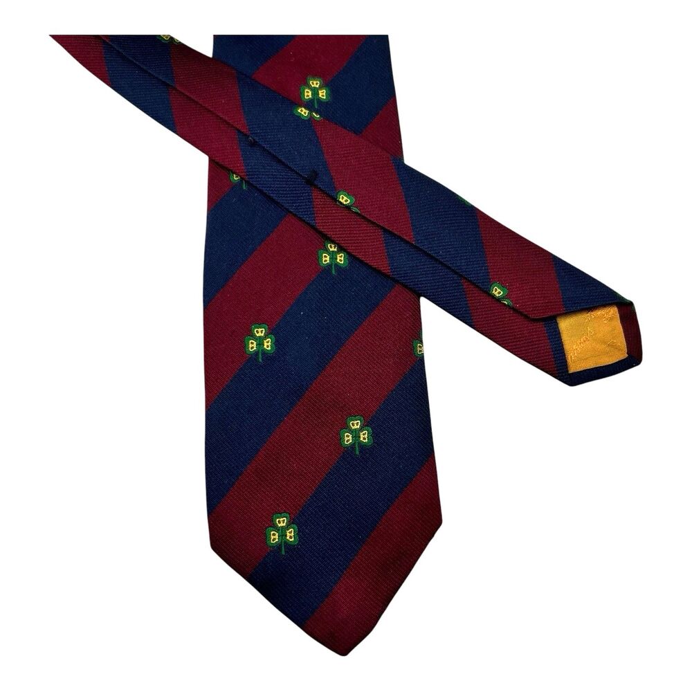 ATKINSONS Necktie Striped St Patricks Day REPP Neck Tie Maroon Navy 100% Silk